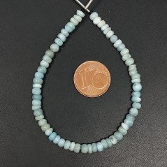 Larimar Grezzo Naturale in Perline Forma Rondelle Liscio a Mano Foro Passante 04-06mm