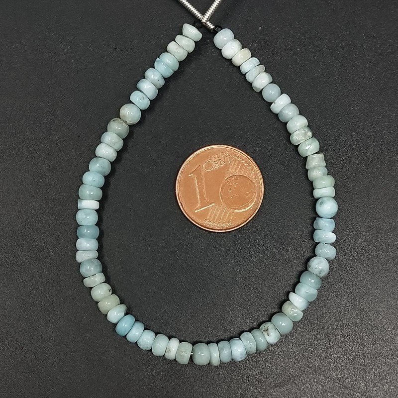 Larimar Grezzo Naturale in Perline Forma Rondelle Liscio a Mano Foro Passante 04-06mm