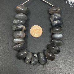 Pietra Di Luna Grigia Naturale in Perline Forma Rondelle Liscio a Mano Foro Passante 10-12mm