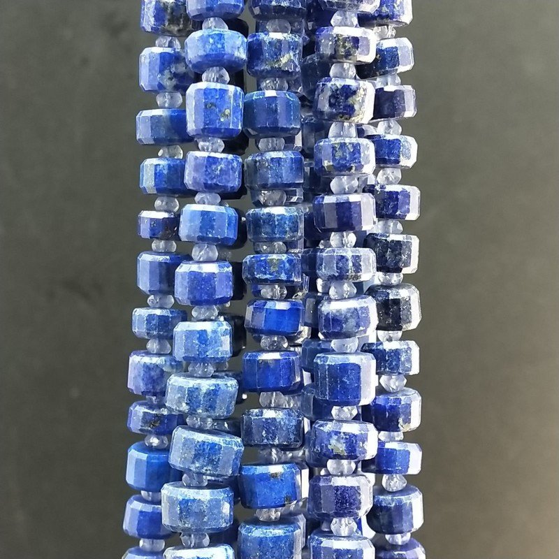 Lapis Lazuli (AA) Rondelle Cilindro Taglio Laser A Mano Grade 06mm-14mm