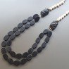 Collane agata nera ovale liscio 13x18 mm annodato con perle di fiume acqua dolce
