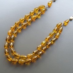 Collane cristallo ambrato gocce sfac annodato 10x14 mm con perle di fiume acqua dolce