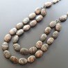 Collane diaspro picasso ovale liscio 15x20 mm annodato con perle di fiume acqua dolce