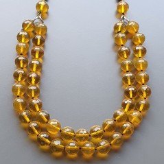 Collanecristallo ambrato tondo sfac 10 mm annodato con perle di fiume acqua dolce