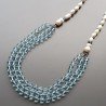 Collane cristallo acquamarina sfac tondo 8 mm annodato con perle di fiume acqua dolce