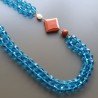 Collane cristallo blu sferico sfac 12 mm annodato con centrale misto