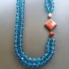 Collane cristallo blu sferico sfac 12 mm annodato con centrale misto