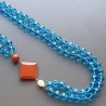 Collane cristallo blu sferico sfac 12 mm annodato con centrale misto
