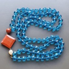 Collane cristallo blu sferico sfac 12 mm annodato con centrale misto