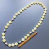 Collana giada limone quadrato foro diagonale liscio 20 mm con pietre dure miste e argemto indiano dorato annodato