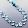 Collana cristallo acquamarina moneta sfac 25 mm e pietre dure miste annodato