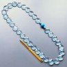 Collana cristallo acquamarina moneta sfac 25 mm e pietre dure miste annodato