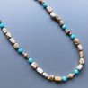 Collana pietra paesina sassi liscio e pietre dure miste e argento indiano annodato