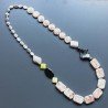 Collana diaspro picasso rosa e nero mix ovale liscio con diaspro rosa multiforme e centrali pietre miste annodato