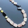 Collana diaspro picasso rosa e nero mix ovale liscio con diaspro rosa multiforme e centrali pietre miste annodato