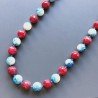 Collana radice di rubino sferica sfac con resina ambra blu sferico liscio 14 mm annodato