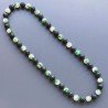 Collana pietra lavica sferica con resina ambra verde sferico 15mm annodato