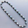 Collana pietra lavica sferica con resina ambra blu sferico liscio 14 mm annodato
