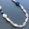 Collana diaspro picasso rosso ovale piatto liscio 13x28 mm e pietre dure miste annodato