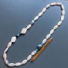 Collana diaspro picasso rosso ovale piatto liscio 13x28 mm e pietre dure miste annodato
