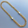 Collana cristallo ambra sferico sfac 10-12 mm con centrale pietr dure miste annodato