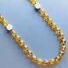 Collana cristallo ambra sferico sfac 10-12 mm con centrale pietr dure miste annodato