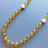 Collana cristallo ambra sferico sfac 10-12 mm con centrale pietr dure miste annodato