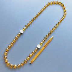 Collana cristallo ambra sferico sfac 10-12 mm con centrale pietr dure miste annodato