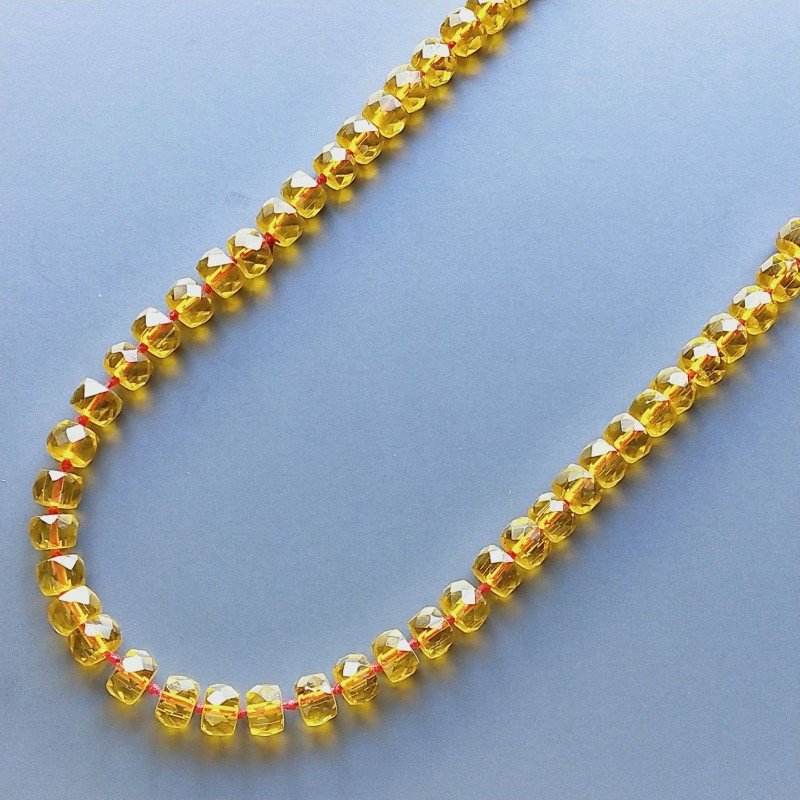 Collana cristallo ambrato rondelle sfac 10mm annodato