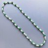 Collana giada naturale cilindro liscio 5x13 e radice di smeraldo cubetti liscio 11 mm annodato