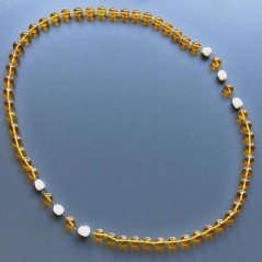Collana cristallo ambrato tondo e gocce sfac con perle di fiume acqua dolce annodato