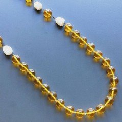 Collana cristallo ambrato tondo e gocce sfac con perle di fiume acqua dolce annodato