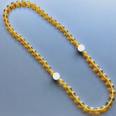 Collana cristallo ambra sferico sfac 12 mm con pietre dure miste annodato