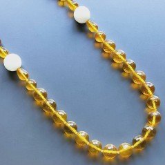 Collana cristallo ambra sferico sfac 12 mm con pietre dure miste annodato