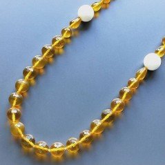 Collana cristallo ambra sferico sfac 12 mm con pietre dure miste annodato