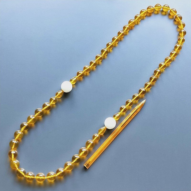 Collana cristallo ambra sferico sfac 12 mm con pietre dure miste annodato