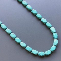 Collana pasta di turchese rettangolare sfac 10x16 mm annodato