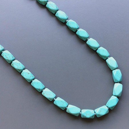 Collana pasta di turchese rettangolare sfac 10x16 mm annodato