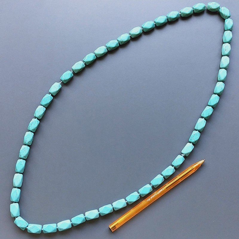 Collana pasta di turchese rettangolare sfac 10x16 mm annodato