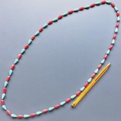 Collana pasta di turchese gocce liscio 7x13 mm e corallo bamboo gocce liscio 5x12 mm annodato Collana pasta di turchese gocce liscio 7x13 mm e corallo bamboo gocce liscio 5x12 mm annodato