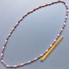 Collana pasta di turchese gocce liscio 7x13 mm e corallo bamboo gocce liscio 5x12 mm annodato