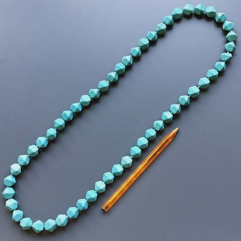 Collana pasta di turchese romboidale 14x15 mm sfac