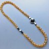 Collana cristallo ambra sferico sfac 12 mm occe sfacc 10x14 mme con pietre dure miste annodato