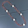 Collana a Catena di Alluminio Rosso con Onice Nera Forma Ovale Piatto Liscio