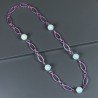 Collana a Catena di Alluminio Viola con Agata Bianca Forma Tondo Sfacettato