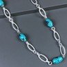 Collana a Catena di Alluminio con Pasta di Turchese Forma Cilindro