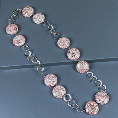 Collana a Catena di Ottone Rombo con Pasta di Turchese Rosa Forma Rombo Piatto