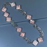 Collana a Catena di Ottone Rombo con Pasta di Turchese Rosa Forma Rombo Piatto