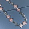 Collana a Catena di Ottone Rombo con Pasta di Turchese Rosa Forma Rombo Piatto