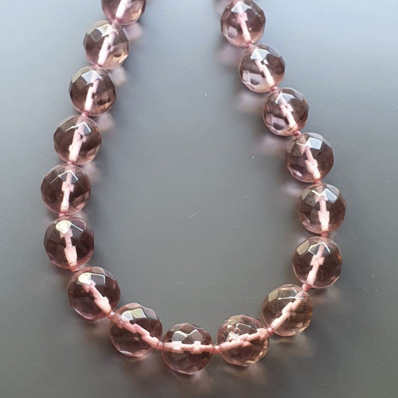 Collana girocollo cristallo viola tondo sfac 17 mm annodato